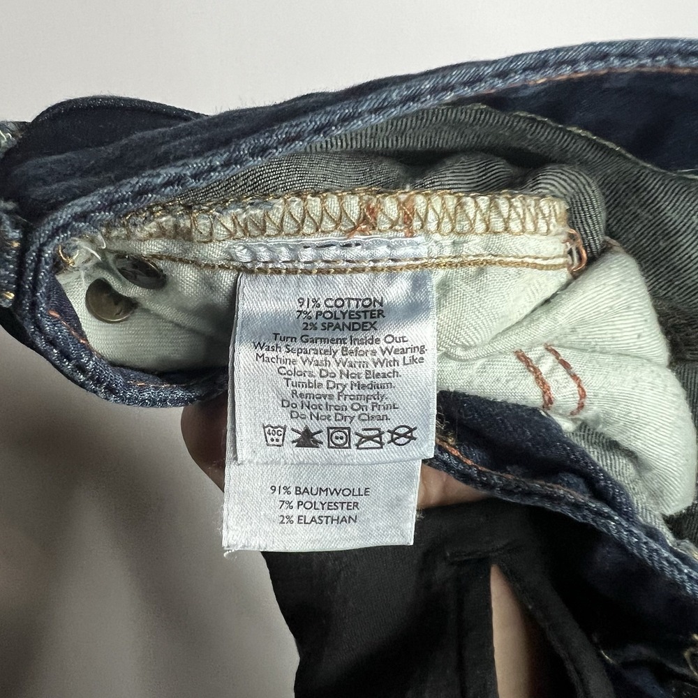 Eddie Bauer Pants Women Waist 27"‎ Dark Wash Reworked Denim Crop Flare Jeans - Picture 8 of 10